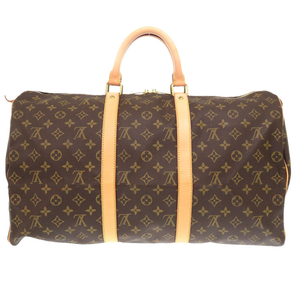 Louis Vuitton Boston Duffel Bag M41426 Monogram Canvas Brown Monogram Keepall 50 Mens