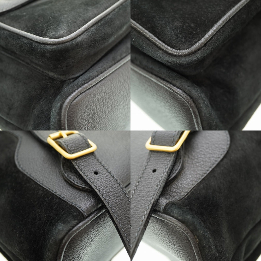 Gucci Backpack Suede Black Bamboo Women