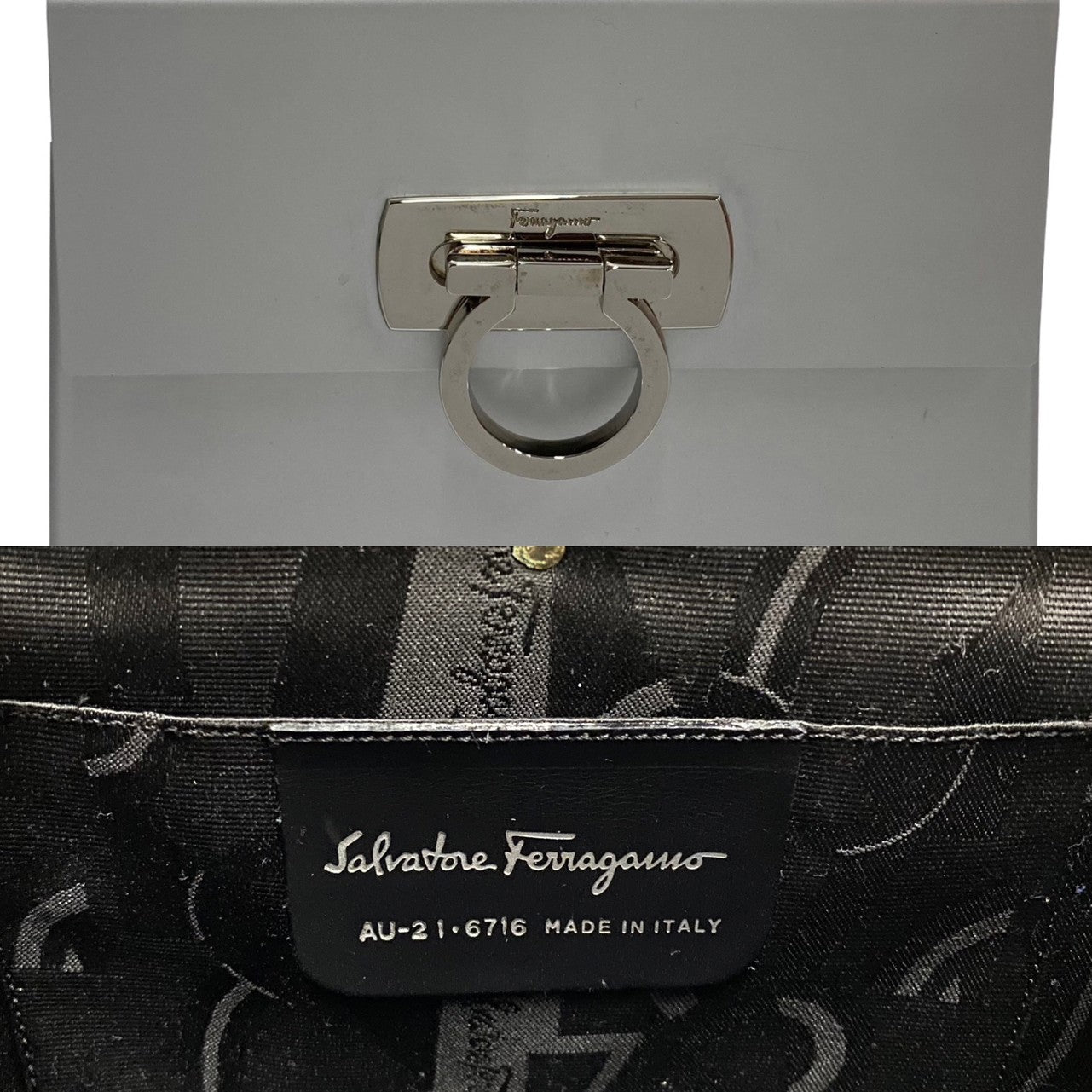 Salvatore Ferragamo Handbag Aluminum Silver Gancini Women