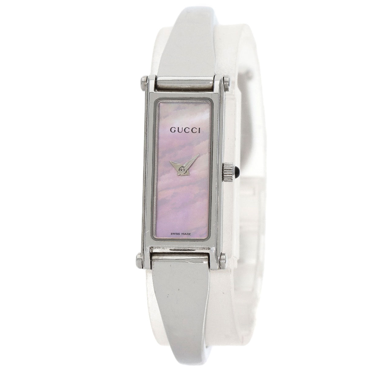 Gucci Watches Quartz 1500L Stainless Steel , Stainless Steel Silver Square Face Pink Shell Dial