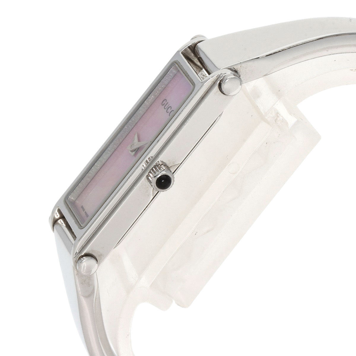 Gucci Watches Quartz 1500L Stainless Steel , Stainless Steel Silver Square Face Pink Shell Dial