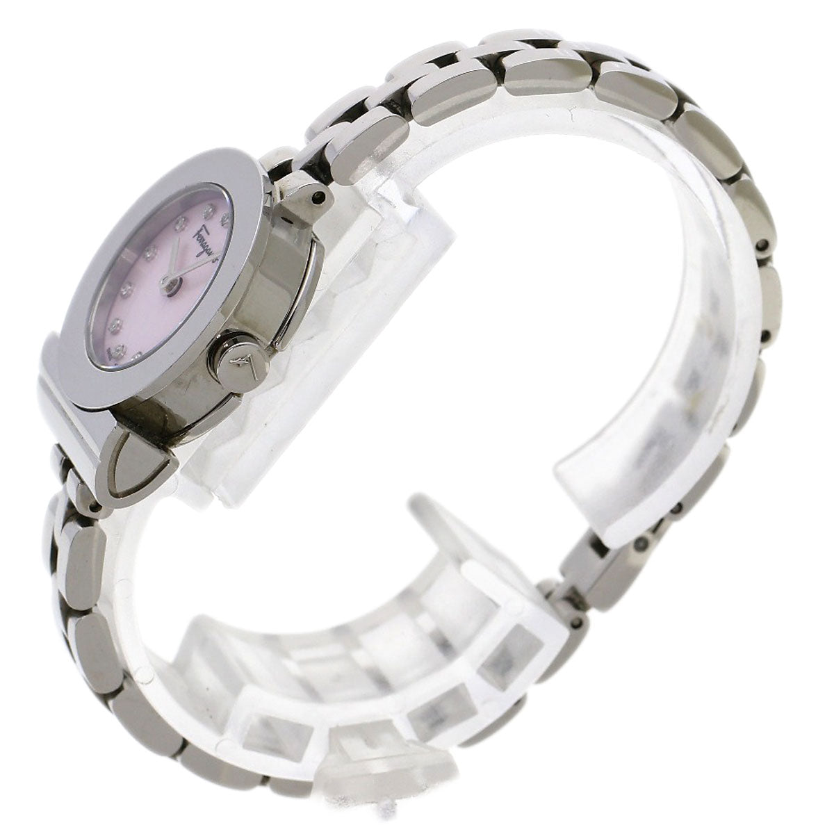 Salvatore Ferragamo Watches Quartz Stainless Steel , Stainless Steel Silver Gancini 12P Diamond