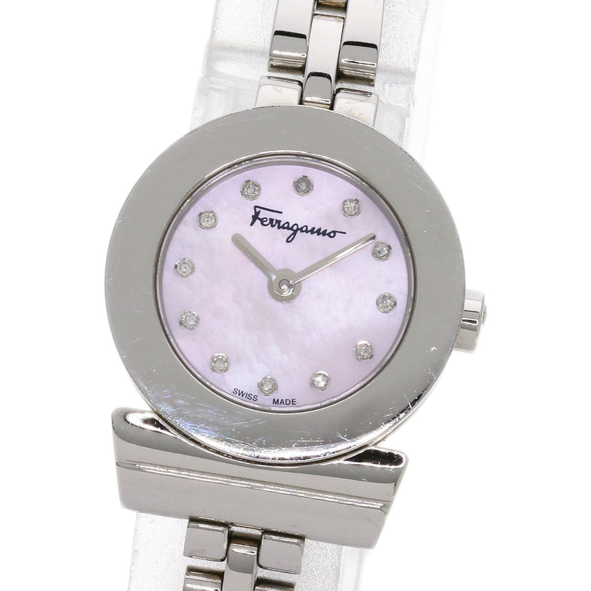 Salvatore Ferragamo Watches Quartz Stainless Steel , Stainless Steel Silver Gancini 12P Diamond