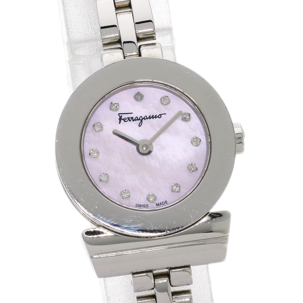Salvatore Ferragamo Watches Quartz Stainless Steel , Stainless Steel Silver Gancini 12P Diamond