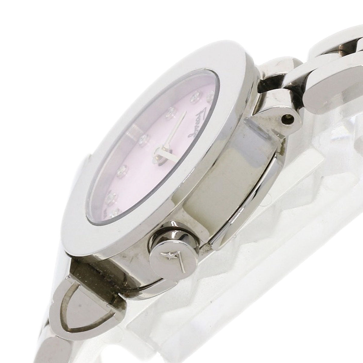 Salvatore Ferragamo Watches Quartz Stainless Steel , Stainless Steel Silver Gancini 12P Diamond