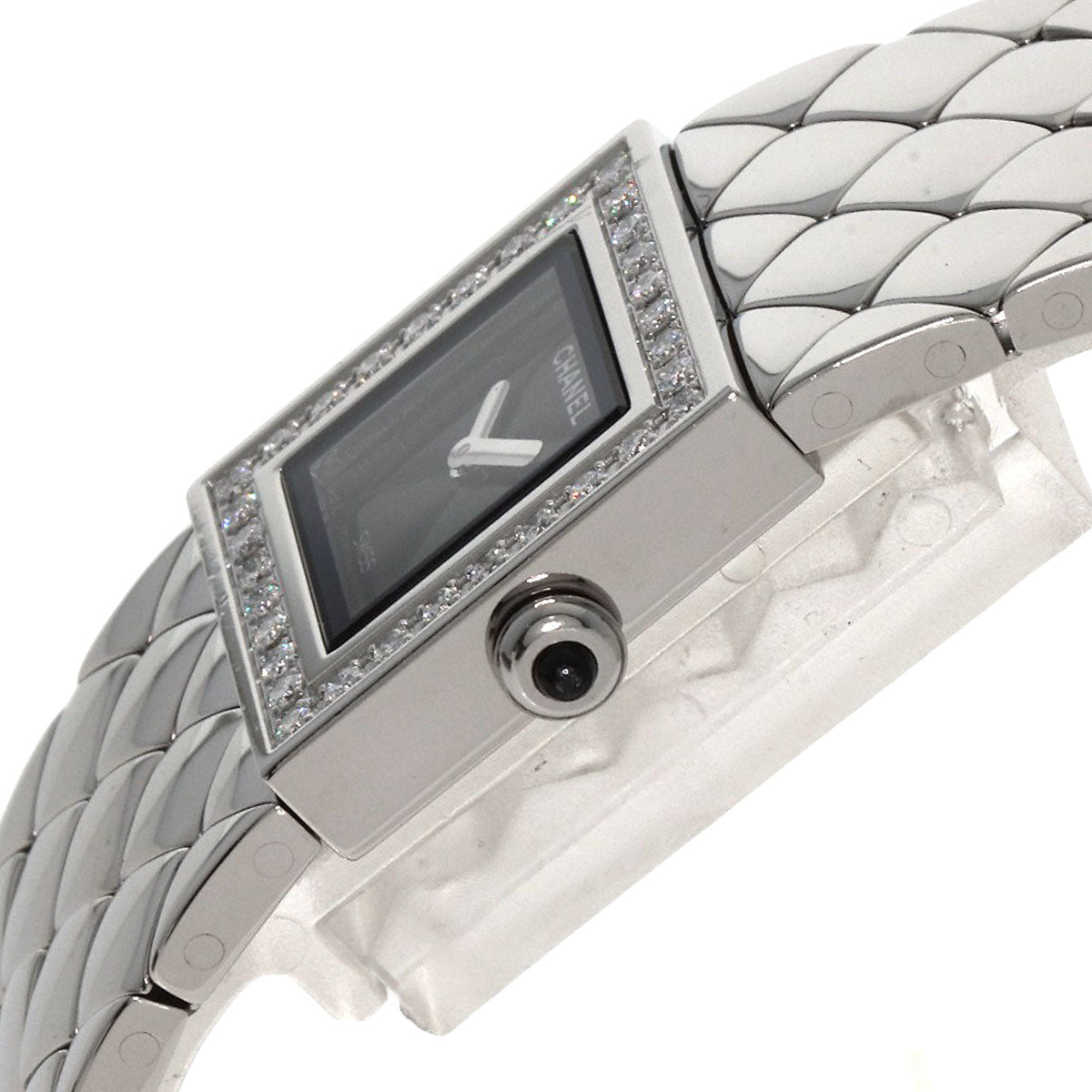 Chanel Watches Quartz H0489 Stainless Steel, Stainless Steel, Diamond Silver Matrasse Diamond Black