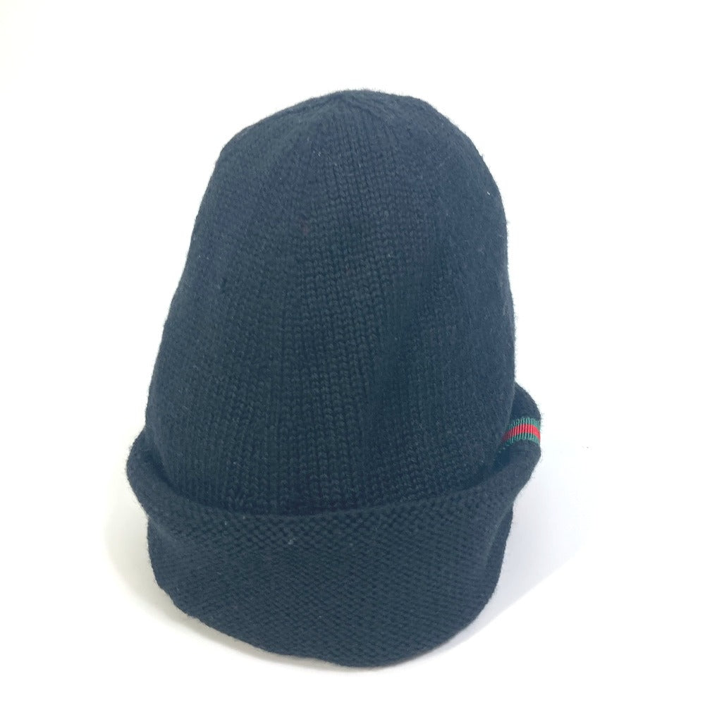 Gucci Knit Hat Wool Black Sherry Line Mens M