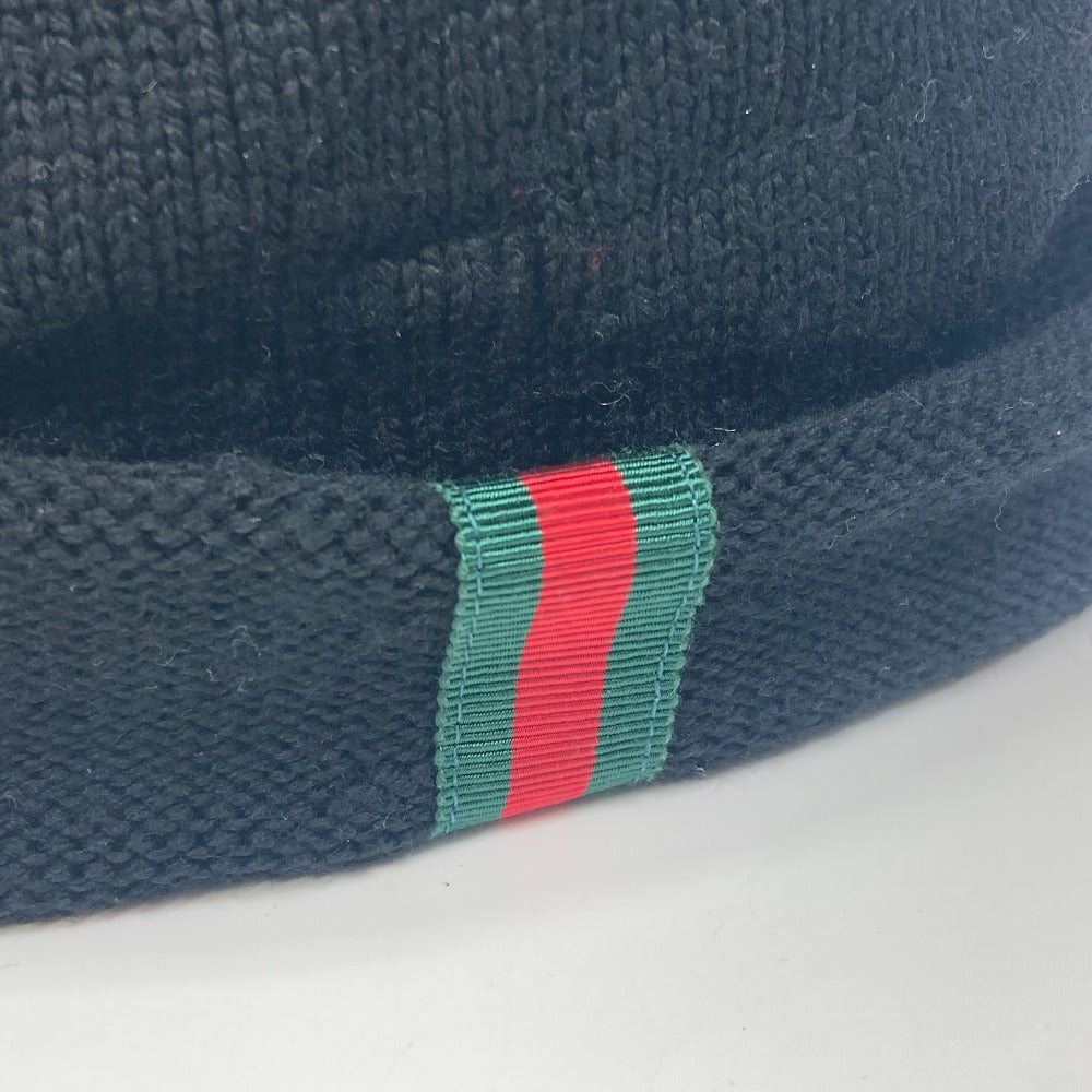 Gucci Knit Hat Wool Black Sherry Line Mens M