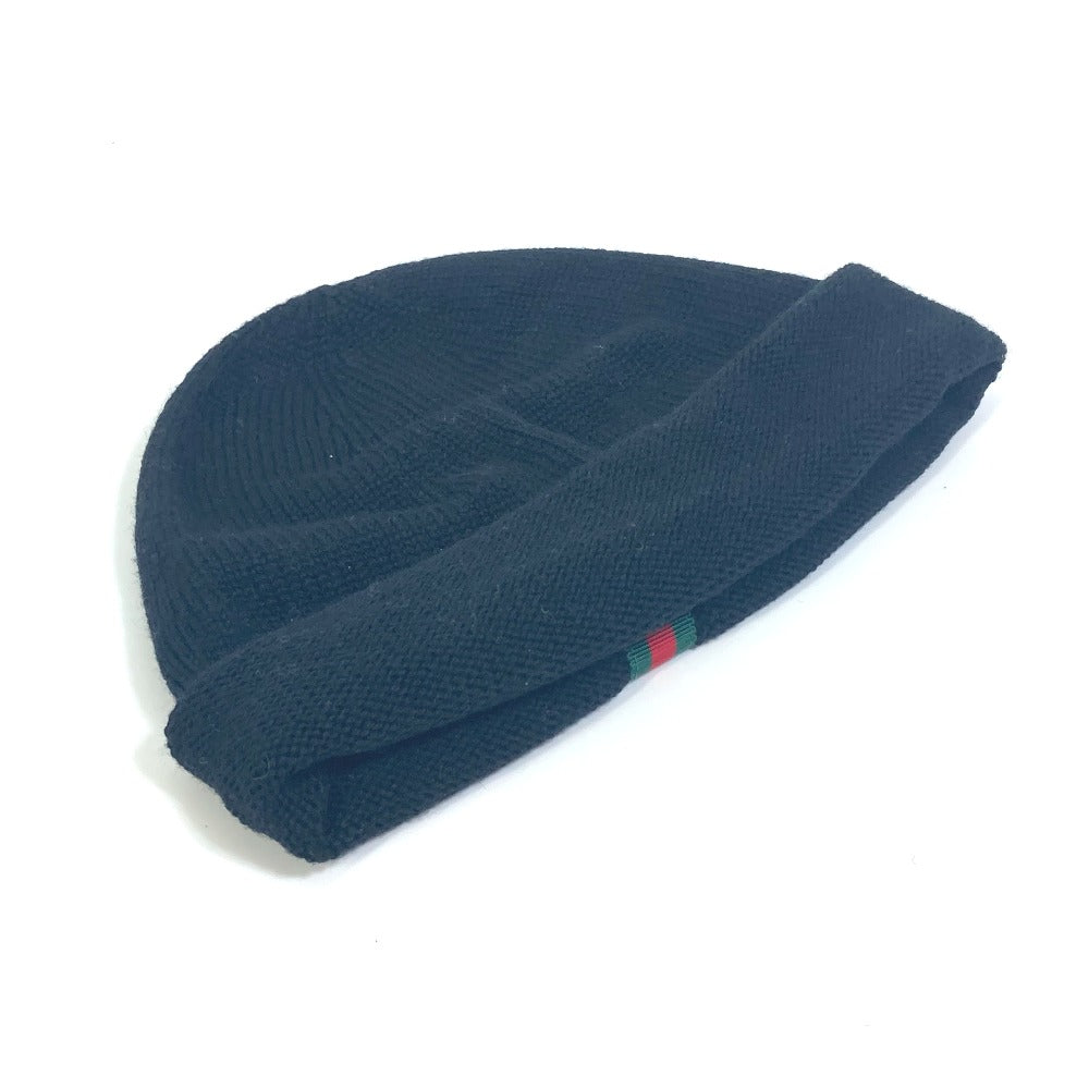 Gucci Knit Hat Wool Black Sherry Line Mens M