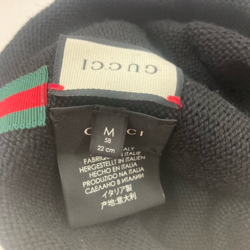 Gucci Knit Hat Wool Black Sherry Line Mens M