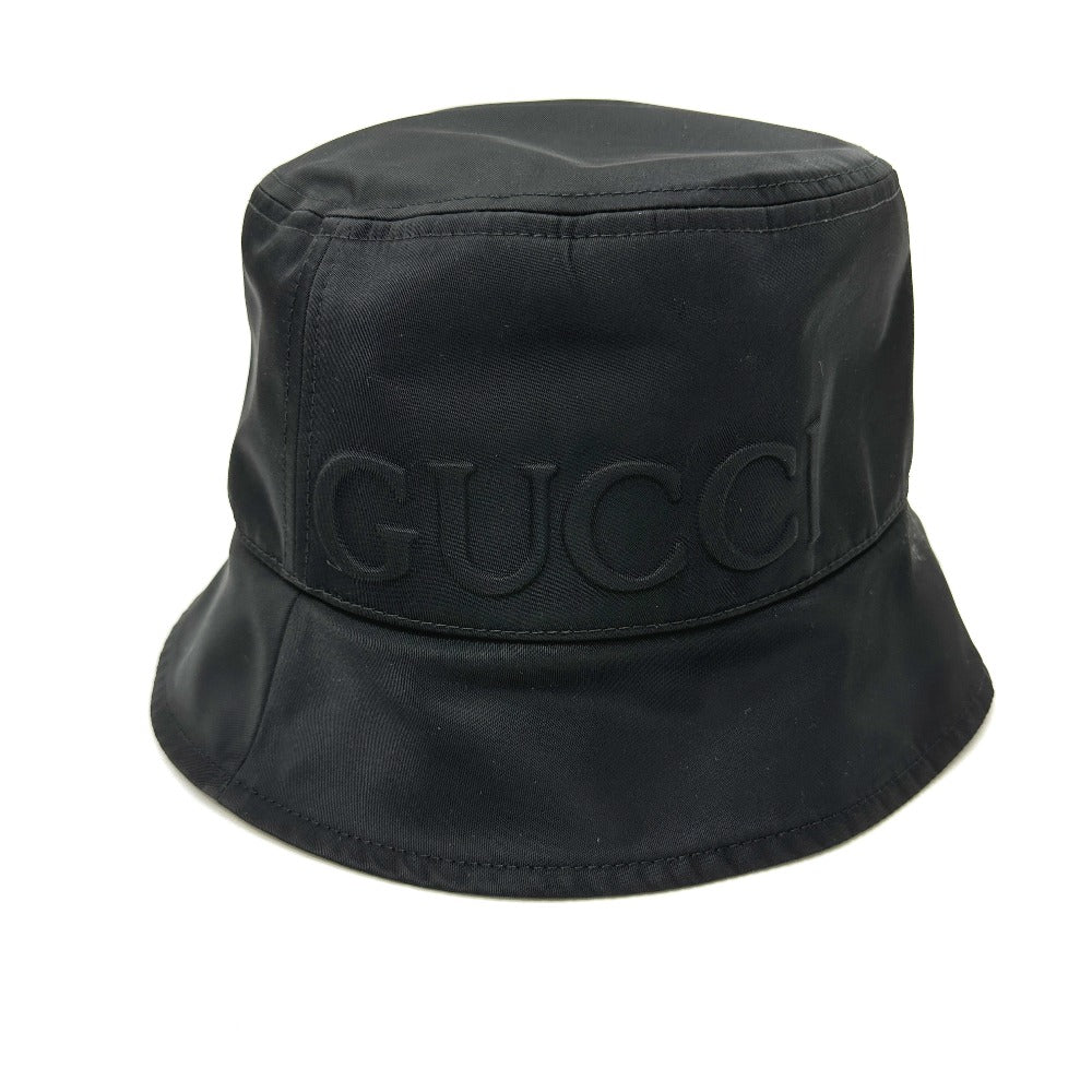 Gucci Hat 813534 Nylon Black Hats Logo Bucket Hat Logo Embossing Xl