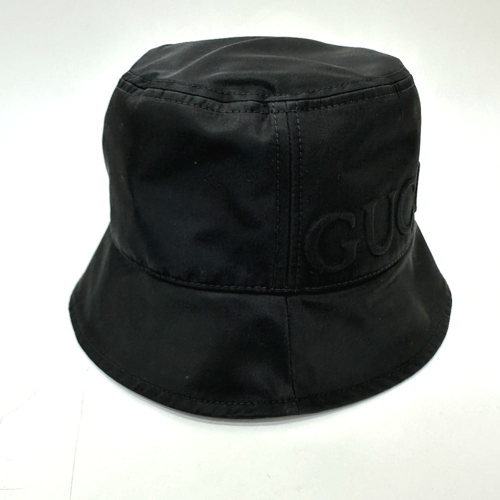 Gucci Hat 813534 Nylon Black Hats Logo Bucket Hat Logo Embossing Xl