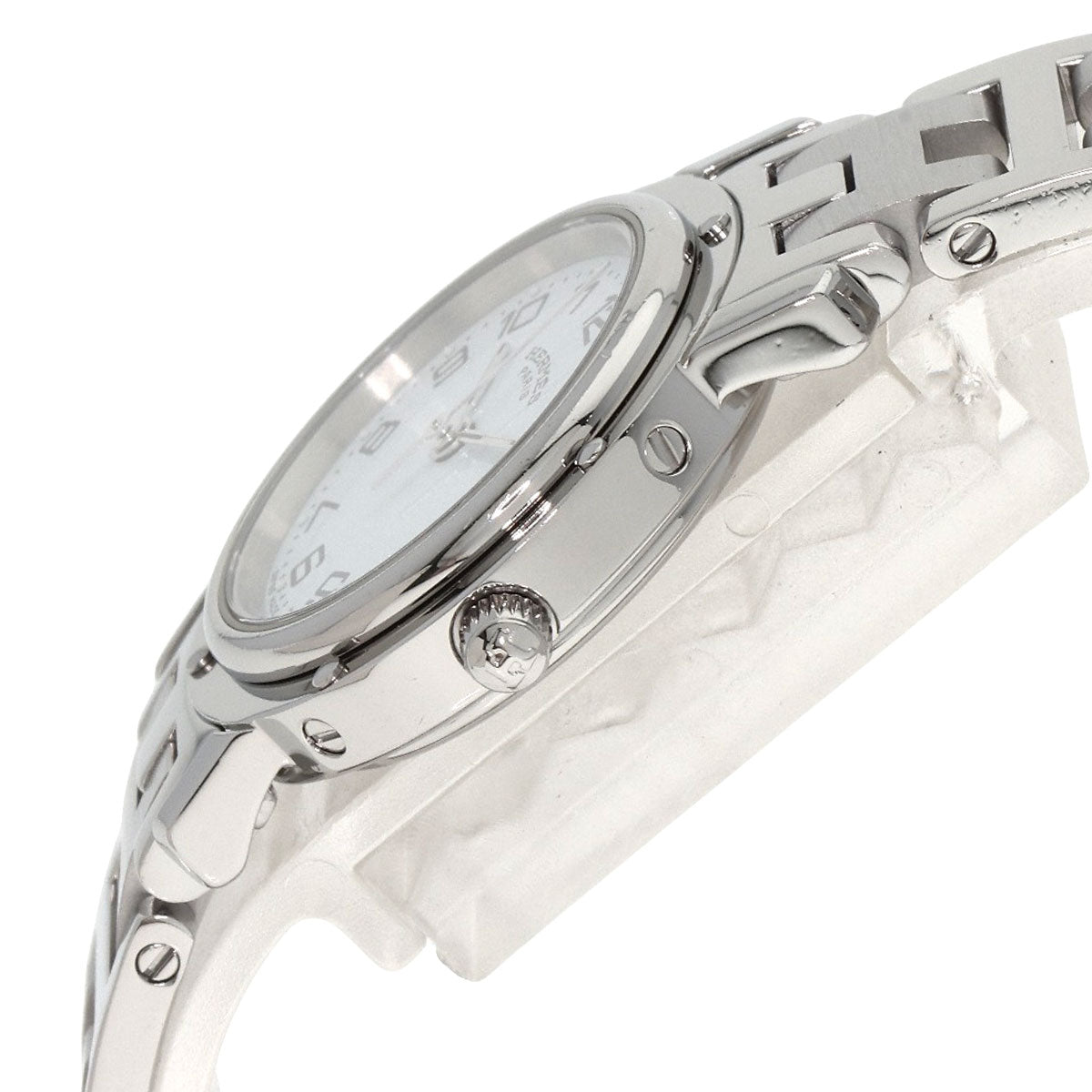 Hermes Watches Quartz Cl4.210 Stainless Steel , Stainless Steel Silver Clipper White Dial Women