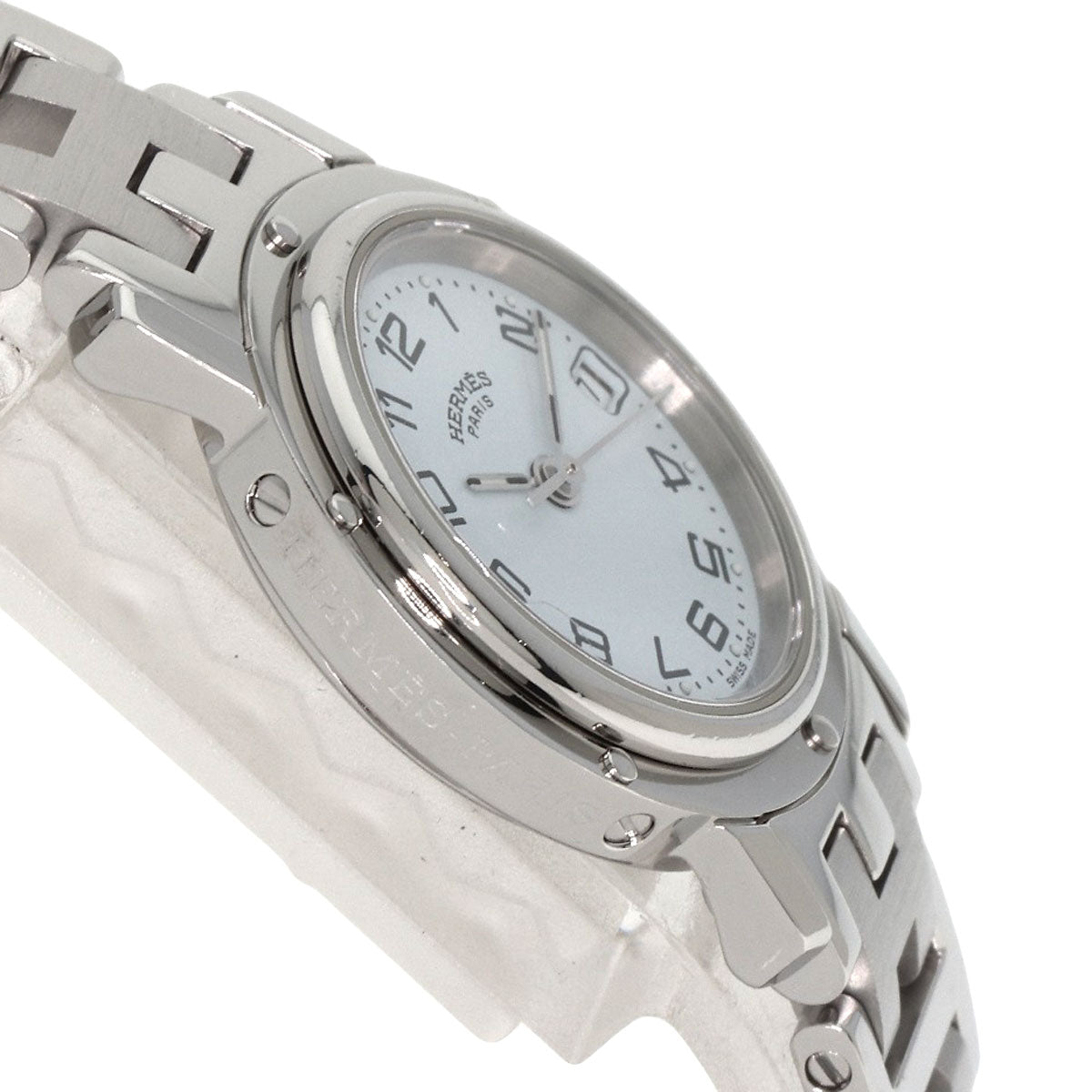 Hermes Watches Quartz Cl4.210 Stainless Steel , Stainless Steel Silver Clipper White Dial Women