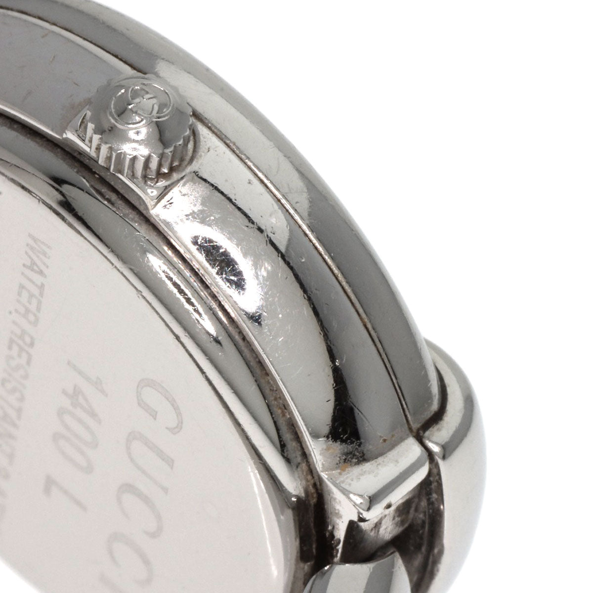 Gucci Watches Quartz 1400L Stainless Steel , Stainless Steel Silver Round Face Black Dial Women