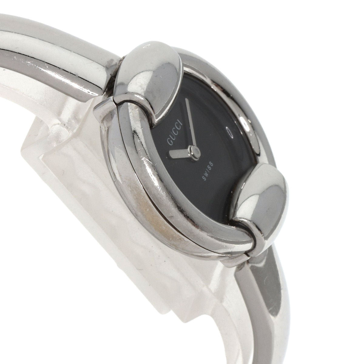 Gucci Watches Quartz 1400L Stainless Steel , Stainless Steel Silver Round Face Black Dial Women
