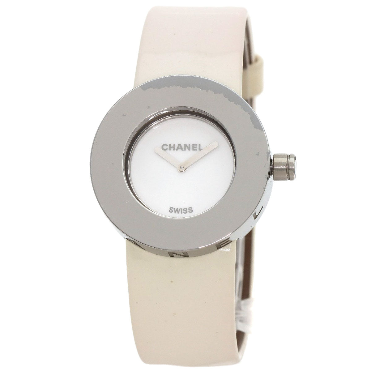 Chanel Watches Quartz H0580 Metal, Leather Silver La Ronde White Dial Women