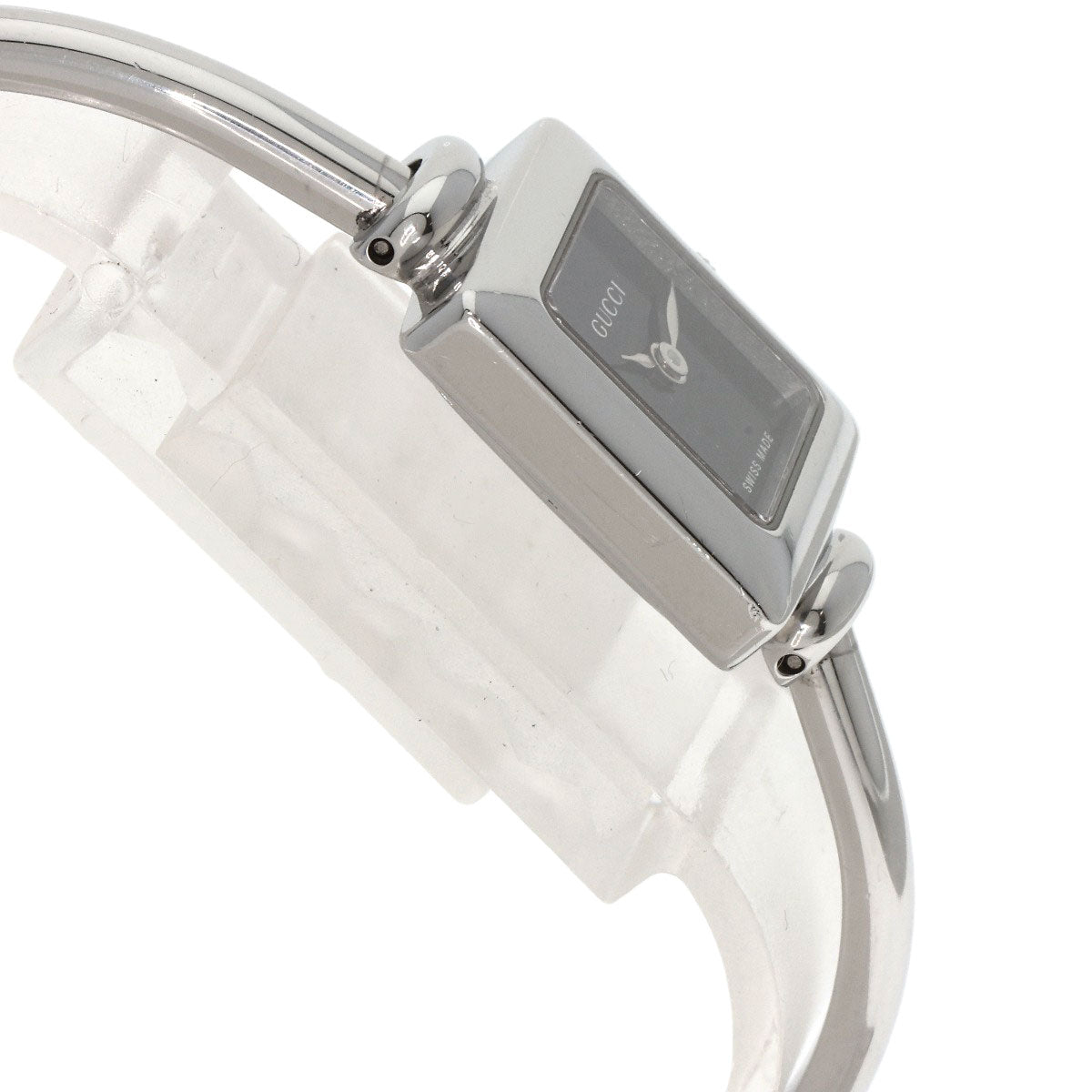 Gucci Watches Quartz 1900L Stainless Steel , Stainless Steel Silver Square Face Black Dial Women