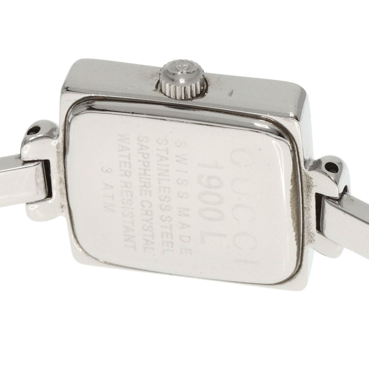 Gucci Watches Quartz 1900L Stainless Steel , Stainless Steel Silver Square Face Black Dial Women