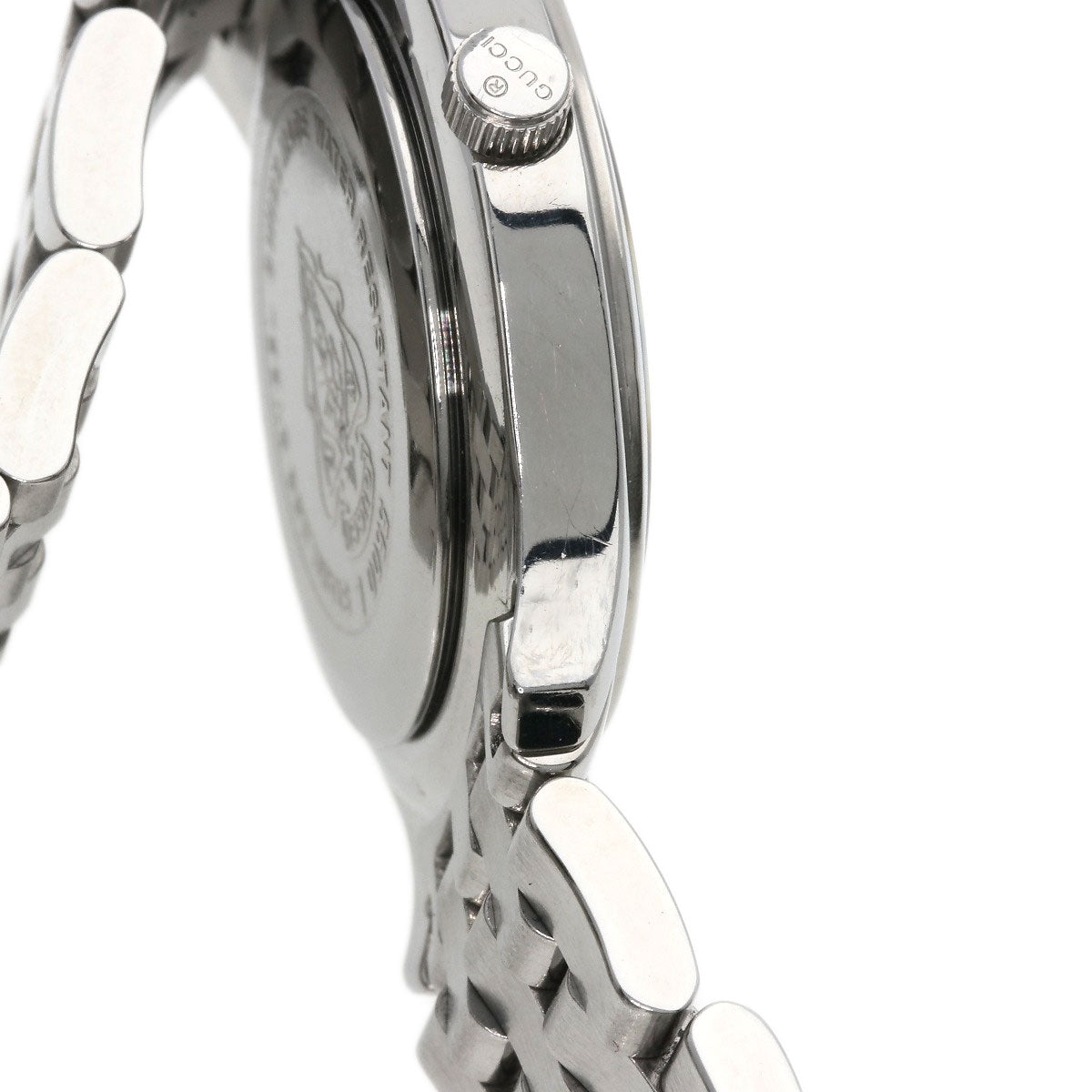 Gucci Watches Quartz 5500L Stainless Steel , Stainless Steel Silver Round Face Black Dial Women