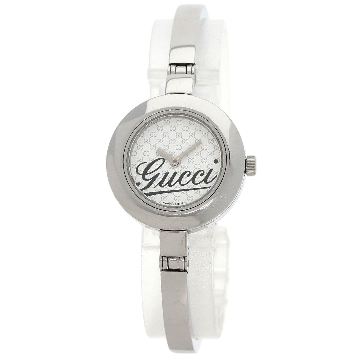 Gucci Watches Quartz 105 Stainless Steel , Stainless Steel Silver Round Face White Dial Women