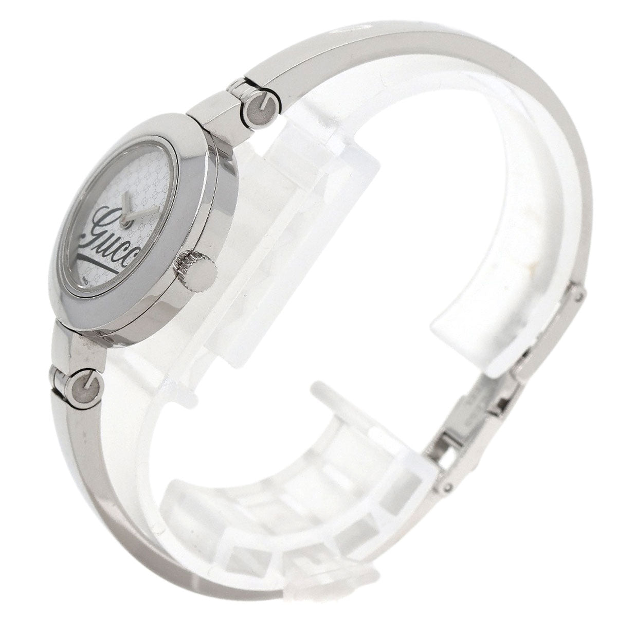 Gucci Watches Quartz 105 Stainless Steel , Stainless Steel Silver Round Face White Dial Women