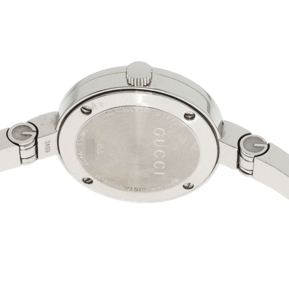 Gucci Watches Quartz 105 Stainless Steel , Stainless Steel Silver Round Face White Dial Women