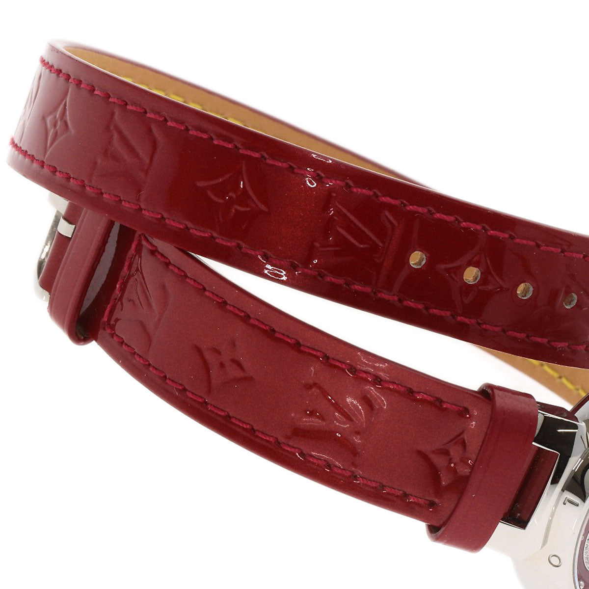 Louis Vuitton Watches Quartz Q121Z Stainless Steel Silver Tambour Heart Red Dial