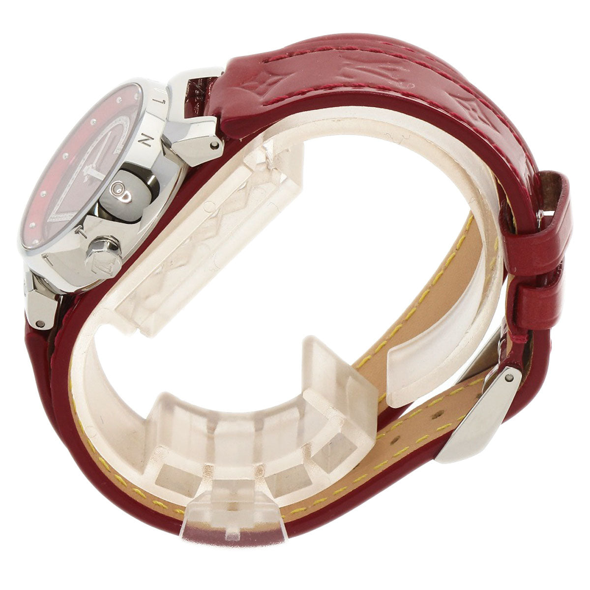 Louis Vuitton Watches Quartz Q121Z Stainless Steel Silver Tambour Heart Red Dial
