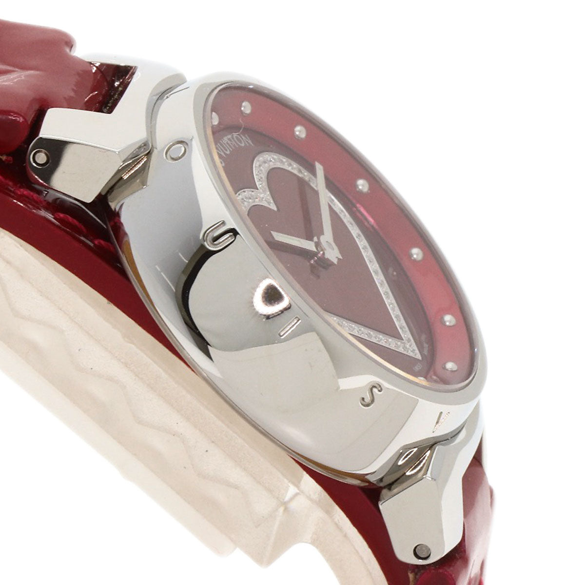 Louis Vuitton Watches Quartz Q121Z Stainless Steel Silver Tambour Heart Red Dial