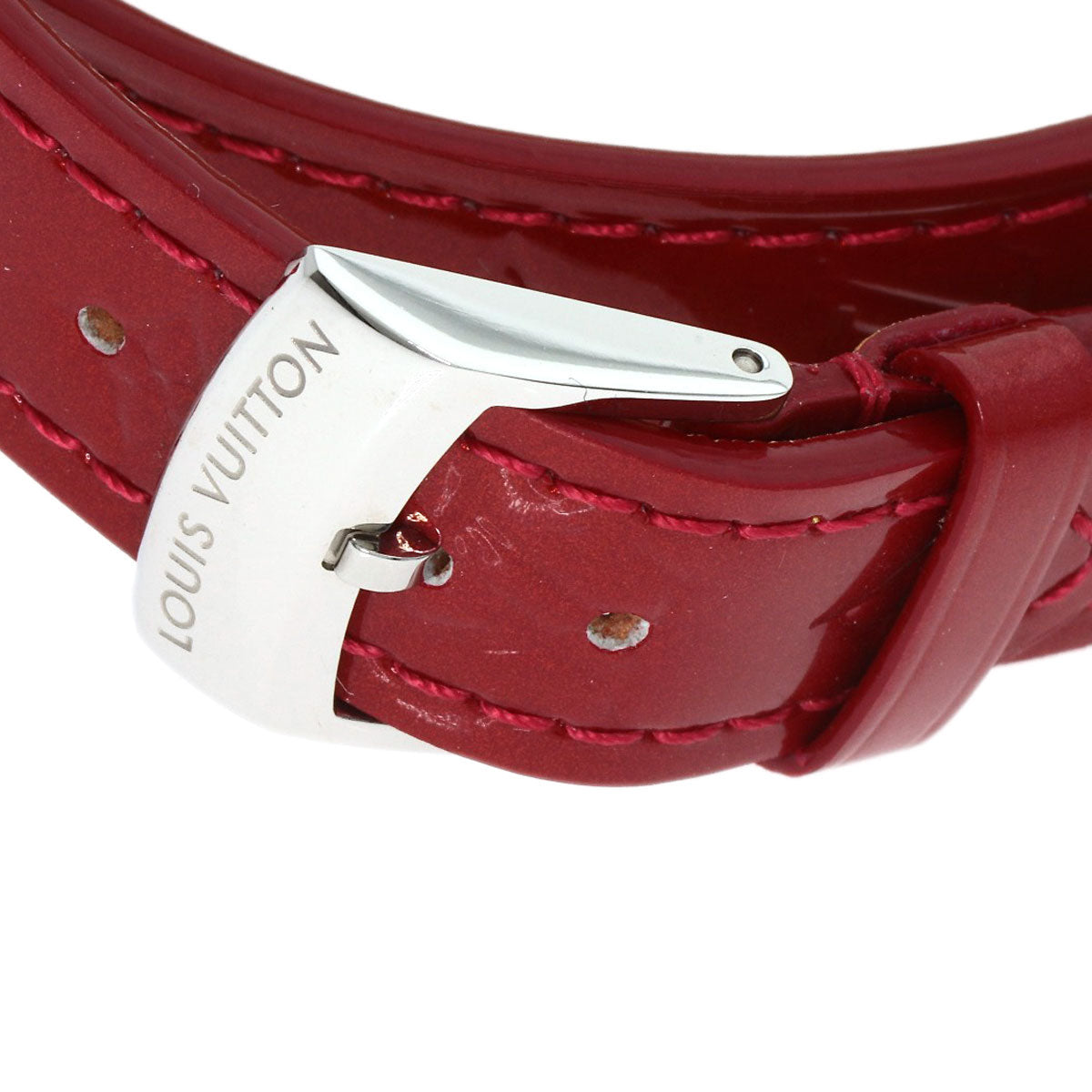 Louis Vuitton Watches Quartz Q121Z Stainless Steel Silver Tambour Heart Red Dial
