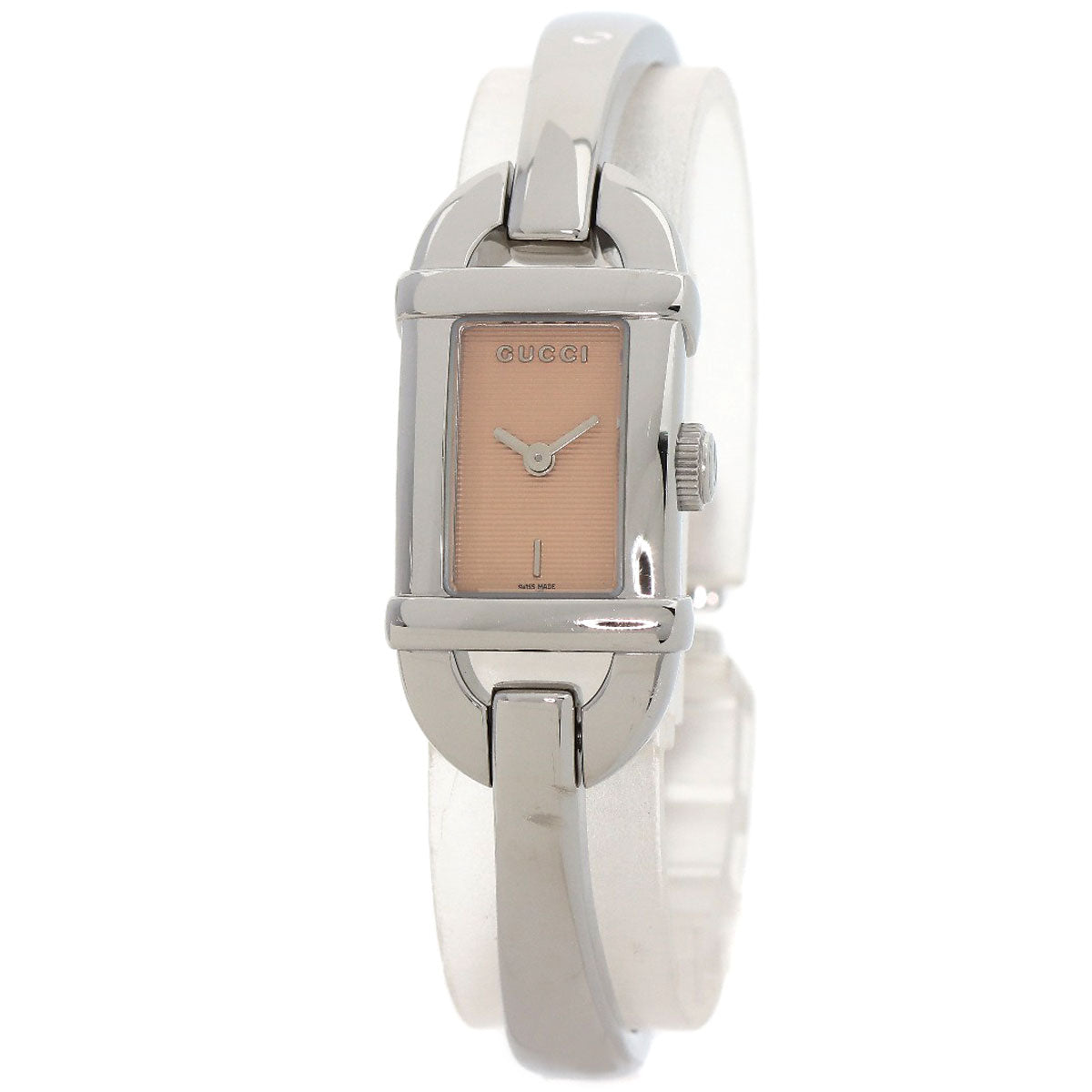 Gucci Watches Quartz 6800L Stainless Steel , Stainless Steel Silver Square Face Orange Dial Women