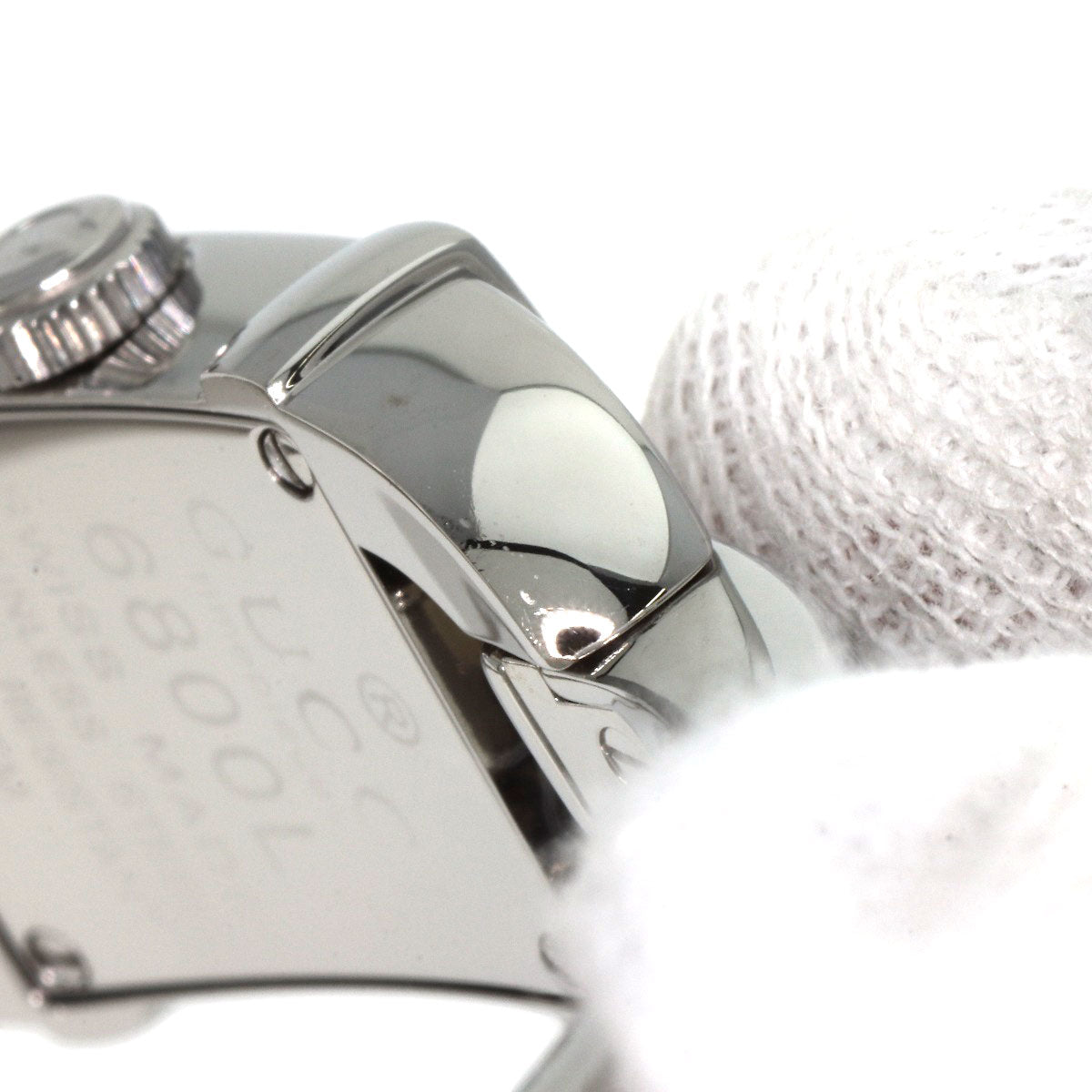 Gucci Watches Quartz 6800L Stainless Steel , Stainless Steel Silver Square Face Orange Dial Women