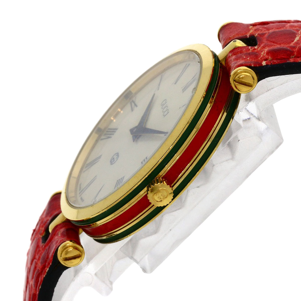 Gucci Watches Quartz Gold Plated, Leather Gold Sherry Line Ivory Dial Women