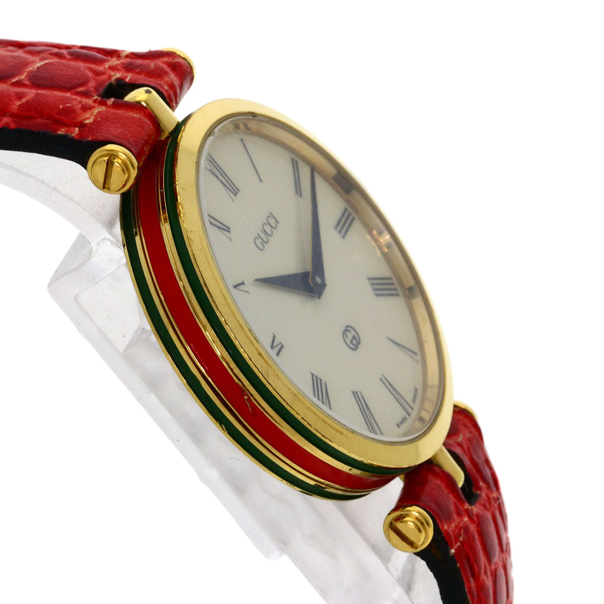 Gucci Watches Quartz Gold Plated, Leather Gold Sherry Line Ivory Dial Women