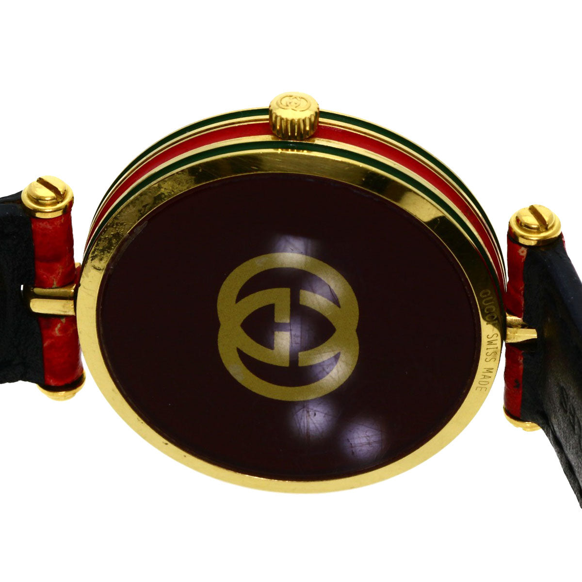 Gucci Watches Quartz Gold Plated, Leather Gold Sherry Line Ivory Dial Women