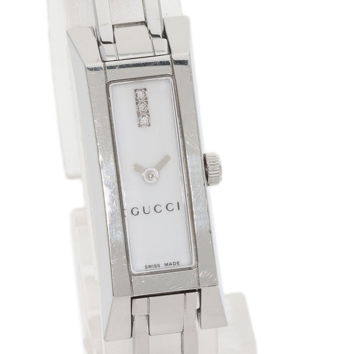Gucci Watches Quartz 110 Stainless Steel , Stainless Steel Silver Square Face 3P Diamond White Dial