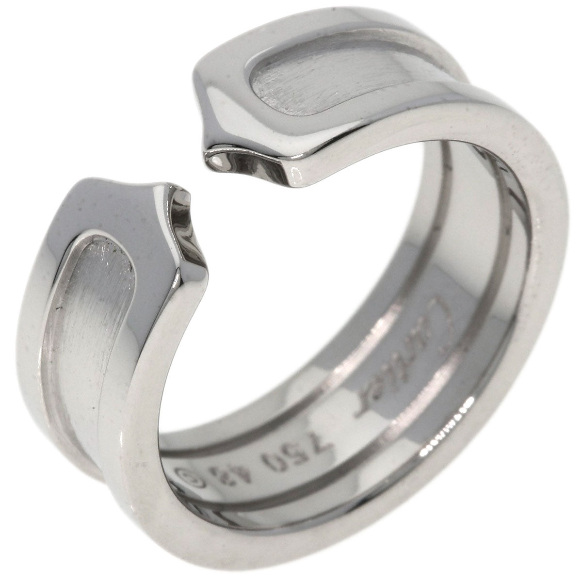 Cartier Ring K18Wg Silver C2 Ring # 48 Women