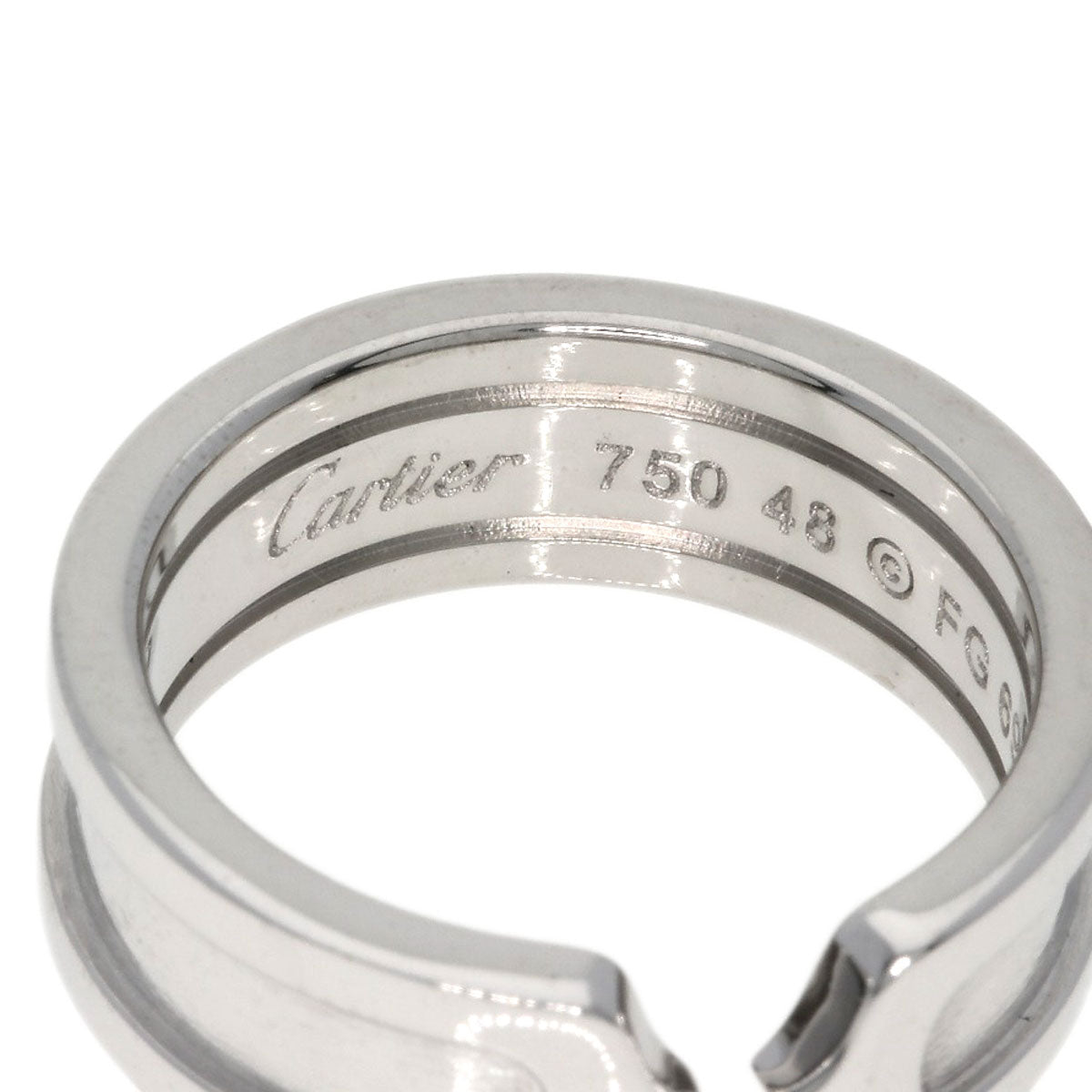 Cartier Ring K18Wg Silver C2 Ring # 48 Women