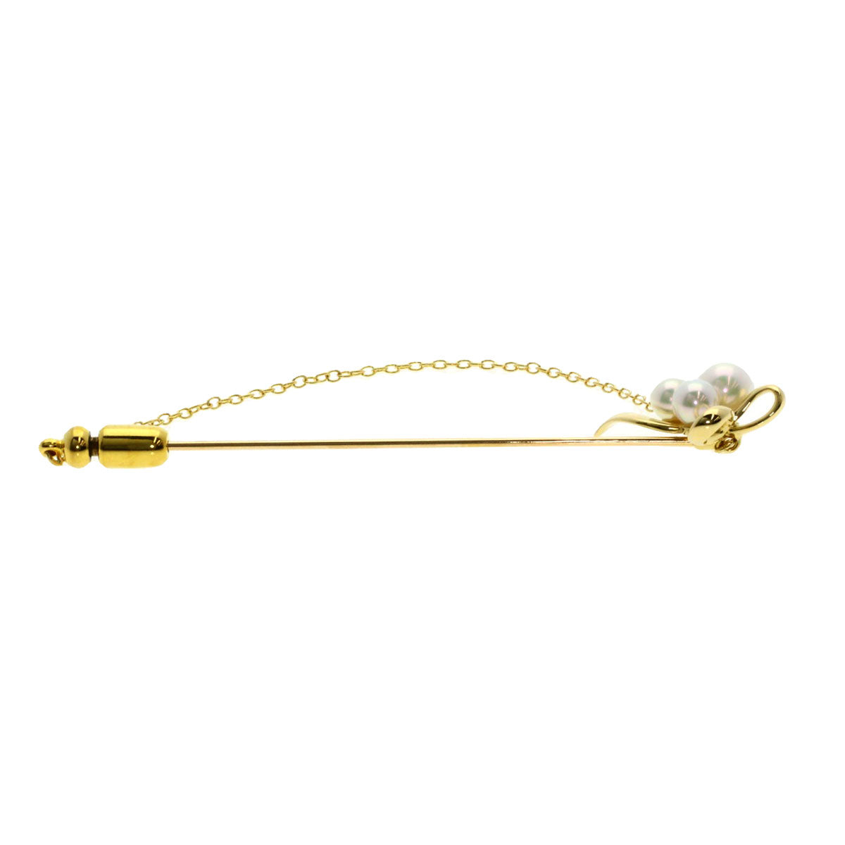 Mikimoto Brooch 18K Yellow Gold Gold Ribbon Pearl