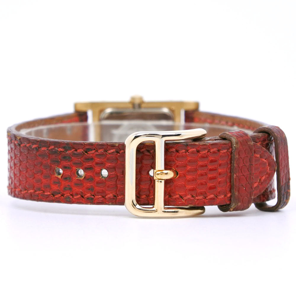 Hermes Watches Quartz Plated Gold , Leather Gold Medor White Dial Women
