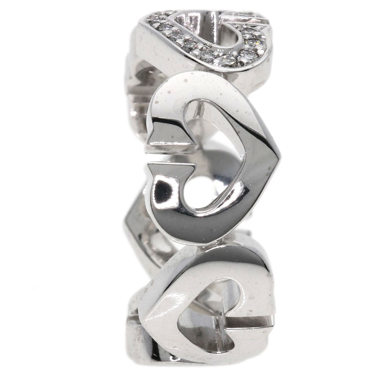 Cartier Ring K18Wg Silver C Heart Diamond #47