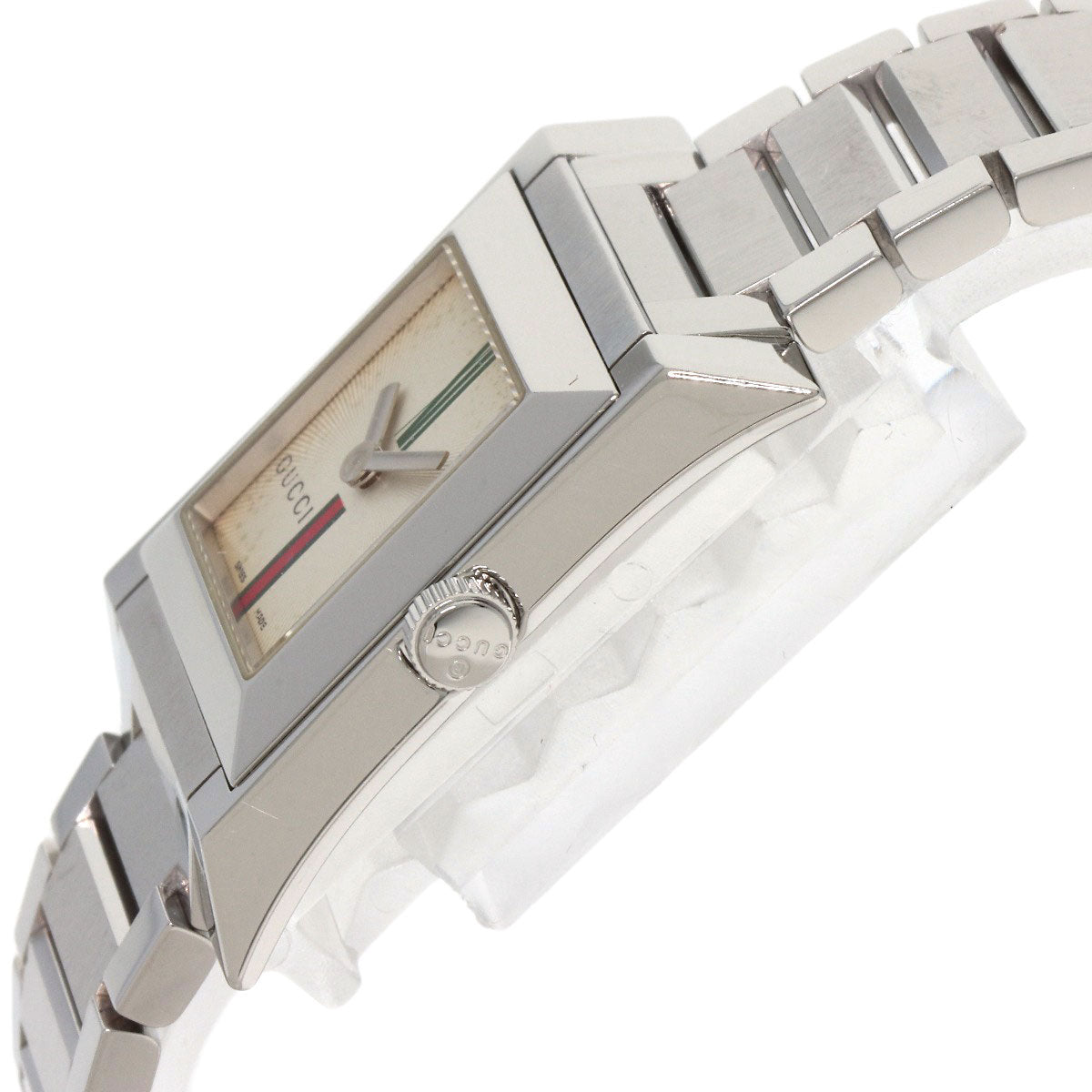 Gucci Watches Quartz 111L Stainless Steel , Stainless Steel Silver Square Face Ivory Dial Women