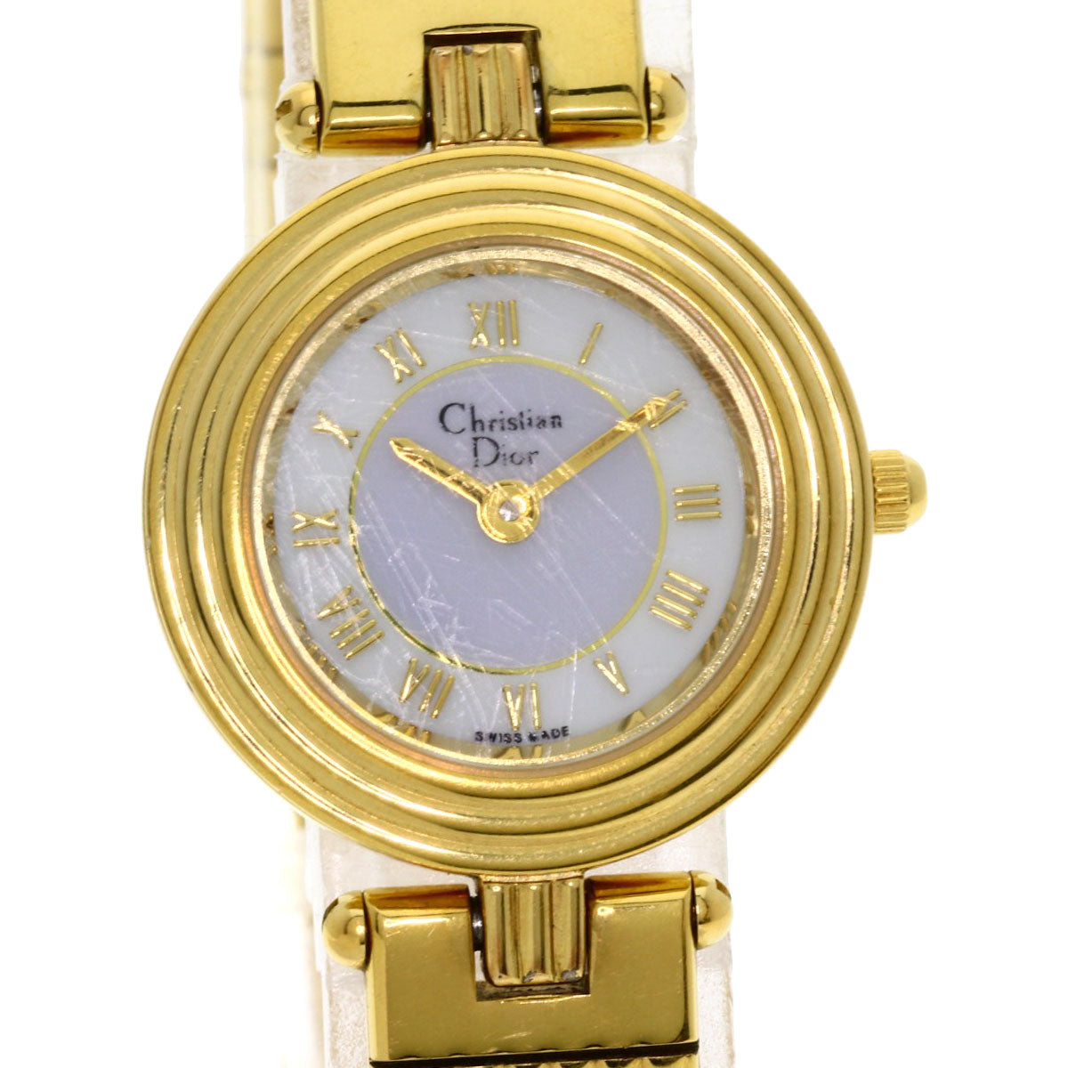 Christian Dior Watches Quartz 3051 Gold Plated , Gold Plated Gold Round Face White Dial Women