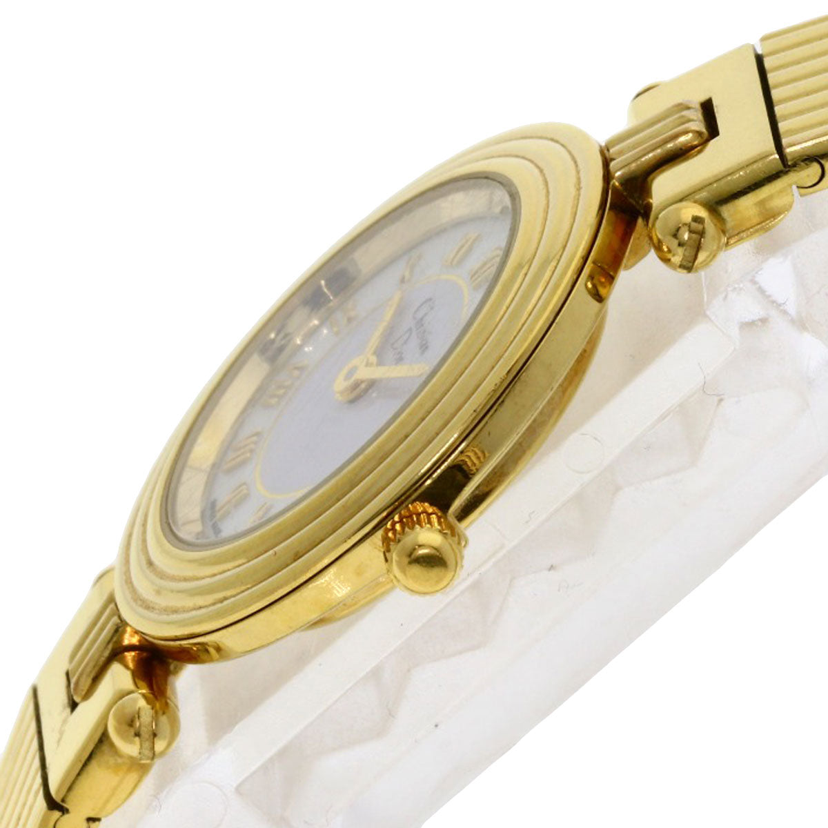 Christian Dior Watches Quartz 3051 Gold Plated , Gold Plated Gold Round Face White Dial Women