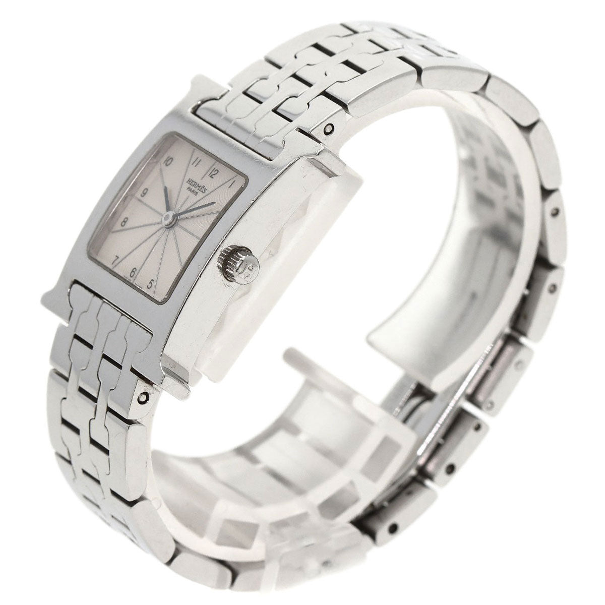 Hermes Watches Quartz Hh1.210 Stainless Steel , Stainless Steel Silver H Watch Silver Dial Women