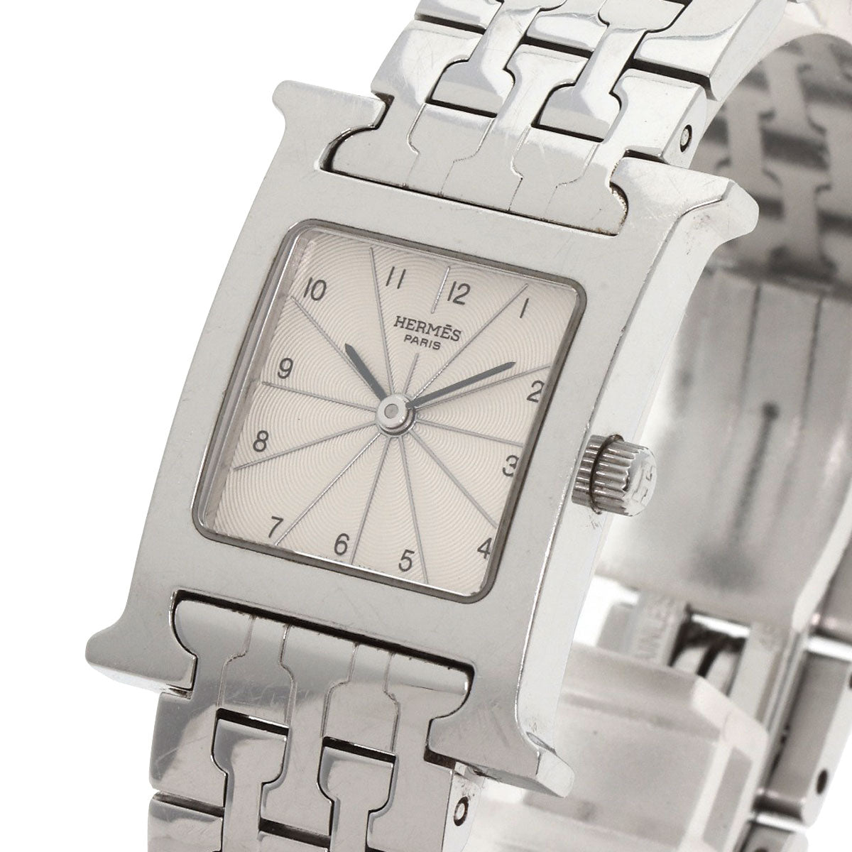 Hermes Watches Quartz Hh1.210 Stainless Steel , Stainless Steel Silver H Watch Silver Dial Women