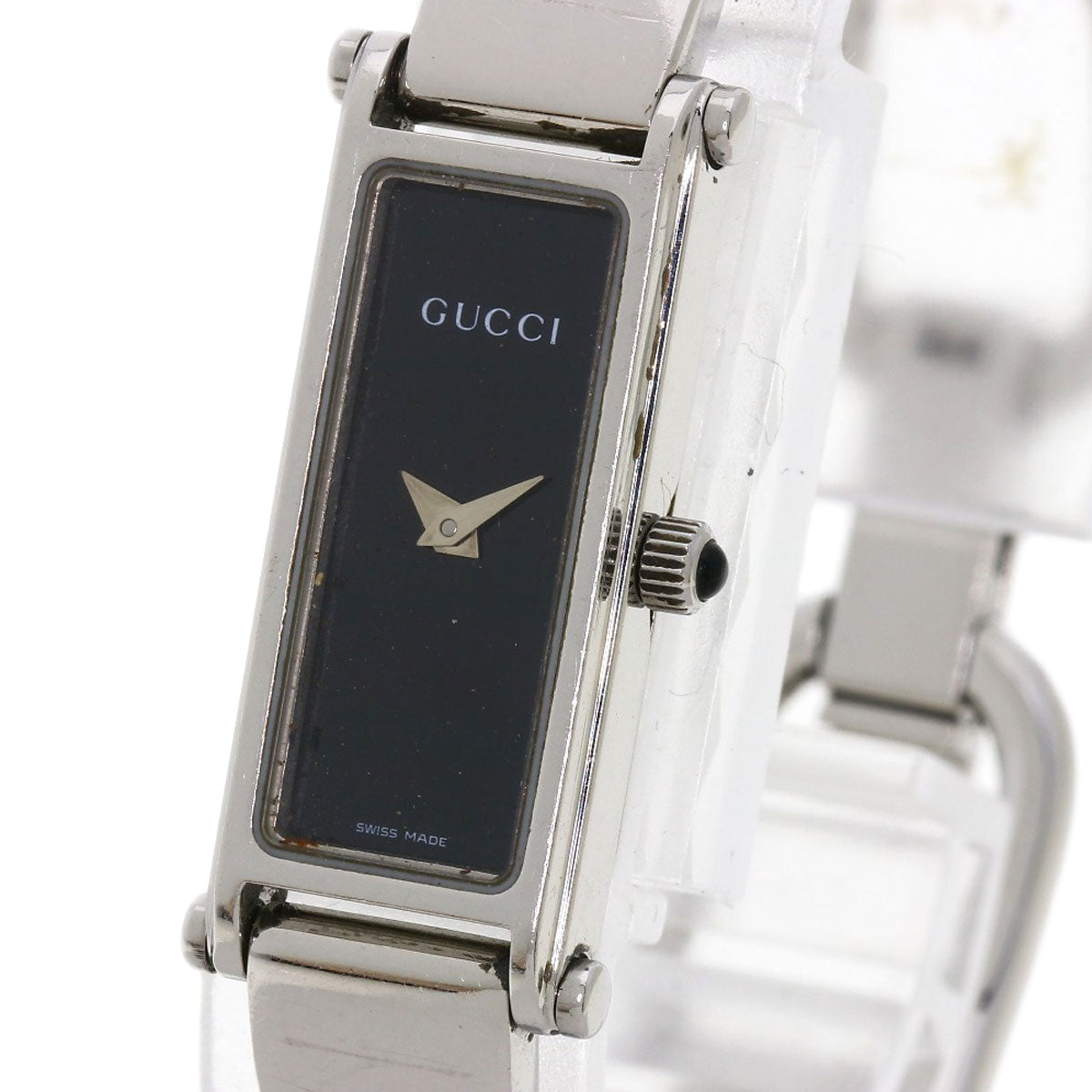 Gucci Watches Quartz Stainless Steel , Stainless Steel Silver 1500L Black Dial Women