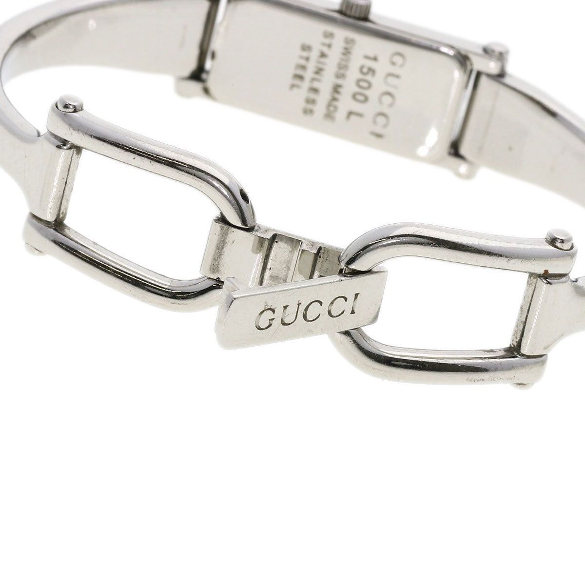 Gucci Watches Quartz Stainless Steel , Stainless Steel Silver 1500L Black Dial Women