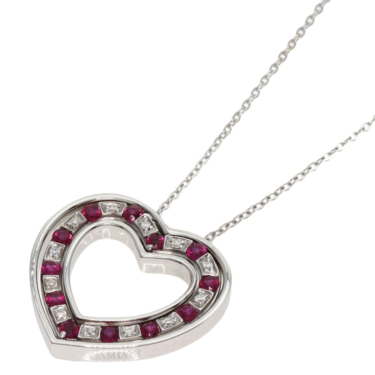 Damiani Necklace K18Wg Silver Belle Epoque Heart Ruby Diamond